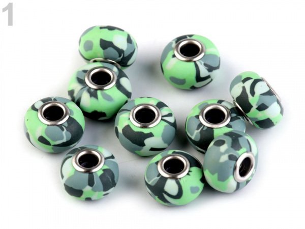 Fimo korálky s velkým průvlekem army