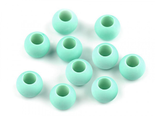 Plastové korálky matné s velkým průvlekem 10x12 mm