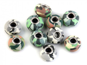 Fimo korálky s velkým průvlekem army