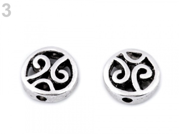 Kovový korálek / koncovka na šňůrku ornament