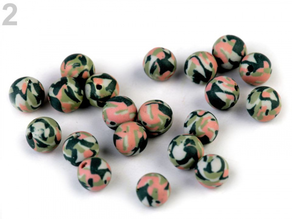 Fimo korálky army Ø6 mm