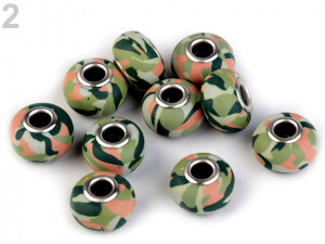 Fimo korálky s velkým průvlekem army