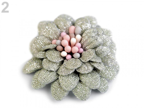 Textilní květ 3D s lurexem Ø35 mm