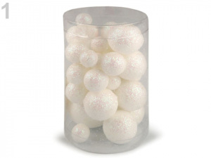 Dekorační polystyrenové kuličky s glitry mix velikostí