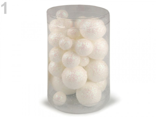 Dekorační polystyrenové kuličky s glitry mix velikostí