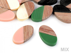 Dřevěný přívěsek s pryskyřicí 22x39 mm