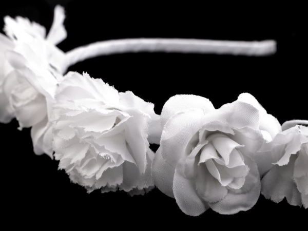 Saténová čelenka do vlasů s květy