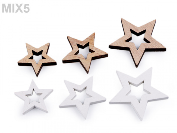 Dřevěná dekorace anděl, hvězda, stromeček, srdce, zvoneček