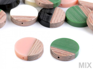 Dřevěné korálky s pryskyřicí Ø25 mm