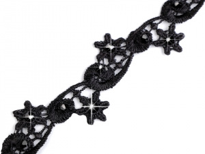 Vzdušná krajka / vsadka šíře 32 mm s broušenými korálky