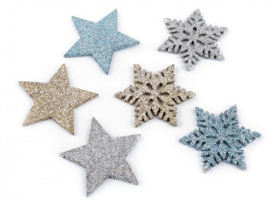 Hvězdy, vločky s glitry malé