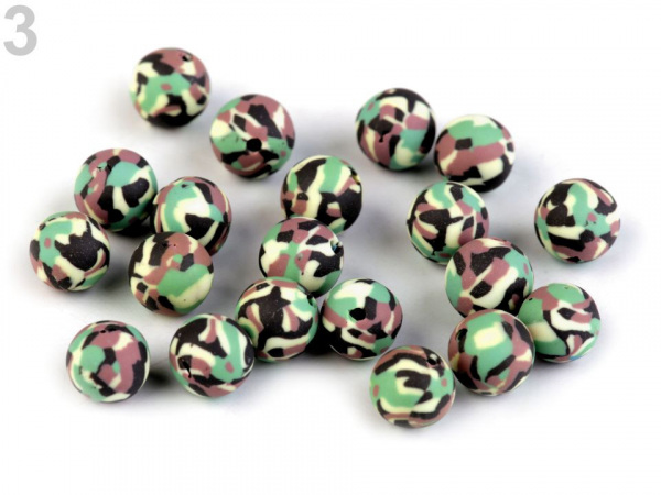 Fimo korálky army Ø8 mm