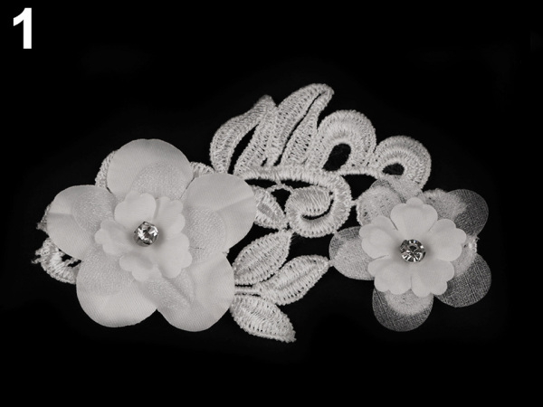 Krajková aplikace / vsadka 3D 6,5x10,5 cm