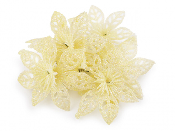 Vánoční hvězda Ø7 cm na drátku s glitry