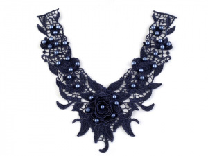 Krajková aplikace / vsadka 3D s perlami