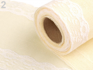 Imitace juty šíře 14 cm pás s krajkou