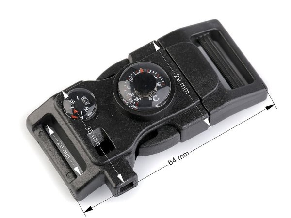 Spona trojzubec s píšťalkou a kompasem šíře 20 mm