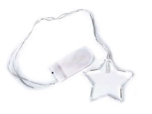 Skleněná svítící dekorace - anděl, hvězda, stromeček, srdce