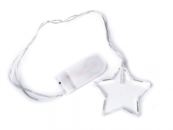 Skleněná svítící dekorace - anděl, hvězda, stromeček, srdce