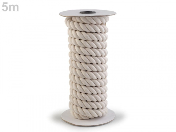 Bavlněná šňůra kroucená Ø20 mm tuhá