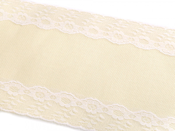 Imitace juty šíře 14 cm pás s krajkou