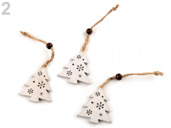 Vánoční dřevěná dekorace anděl, stromeček, křídla