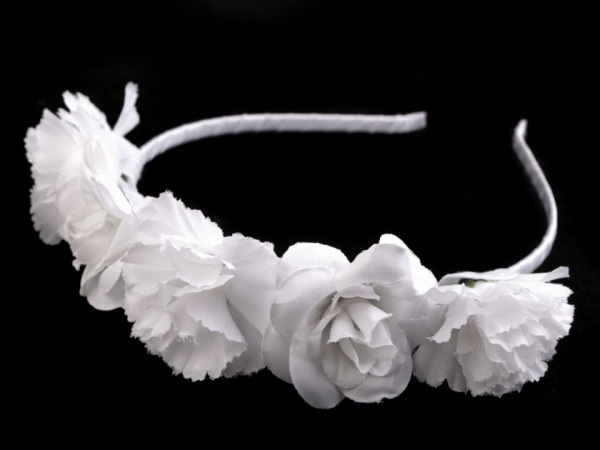 Saténová čelenka do vlasů s květy