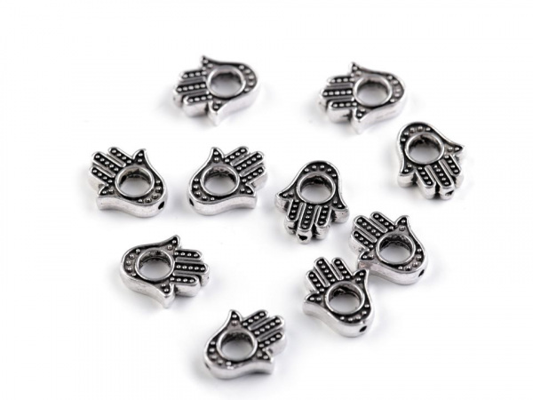 Kovový korálek Hamsa / ruka menší 10x12 mm