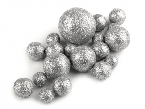 Dekorační polystyrenové kuličky s glitry mix velikostí