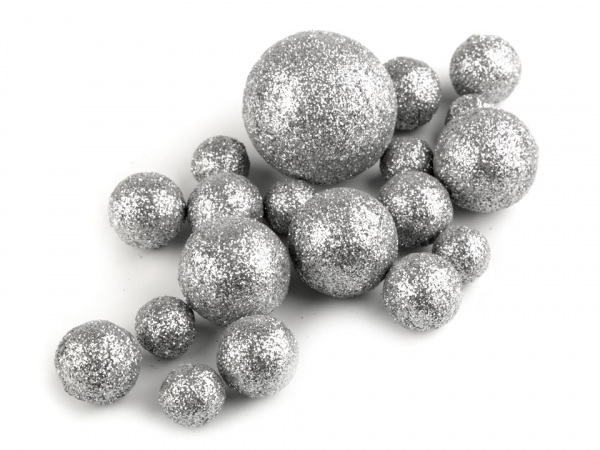Dekorační polystyrenové kuličky s glitry mix velikostí