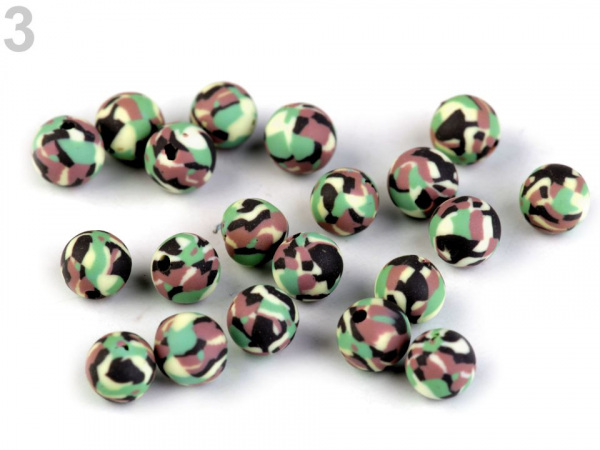 Fimo korálky army Ø6 mm