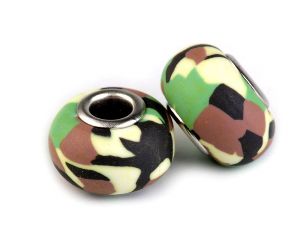 Fimo korálky s velkým průvlekem army