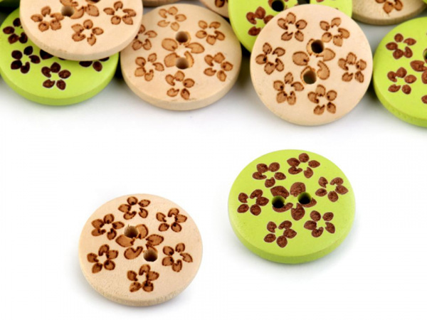 Dřevěný knoflík velikost 32" květy