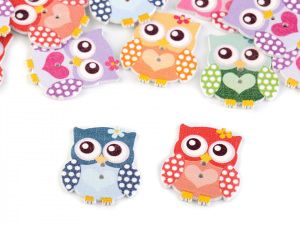 Dřevěný dekorační knoflík sova