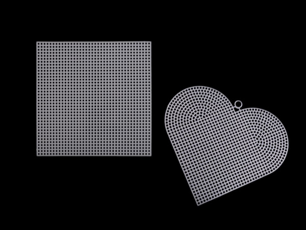 Plastová kanava / mřížka vyšívací srdce, čtverec