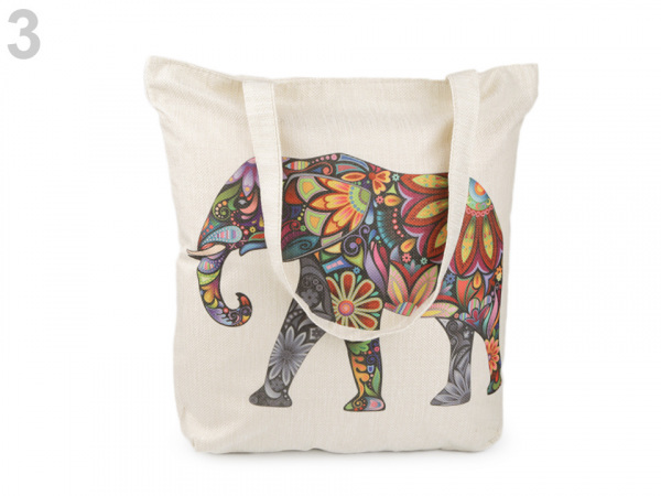 Textilní taška liška, mýval, slon, jednorožec, květy 35x35 cm