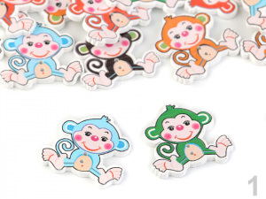 Dřevěný dekorační knoflík opice, medvídek