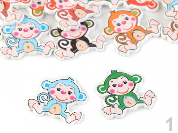 Dřevěný dekorační knoflík opice, medvídek