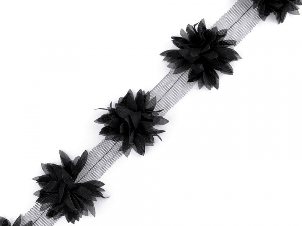 Prýmek květ na tylu šíře 60 mm