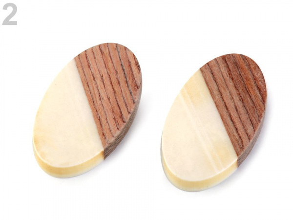 Dřevěný přívěsek s pryskyřicí 22x39 mm 2. jakost