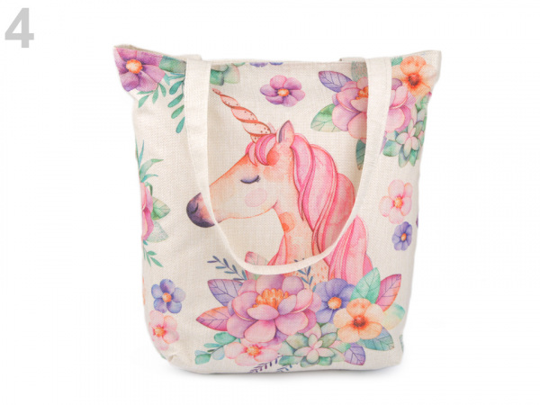 Textilní taška liška, mýval, slon, jednorožec, květy 35x35 cm