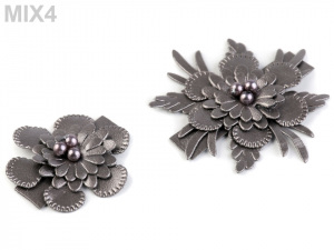 Textilní květ 3D s korálky