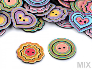 Knoflík duha - srdce, květ, kruh