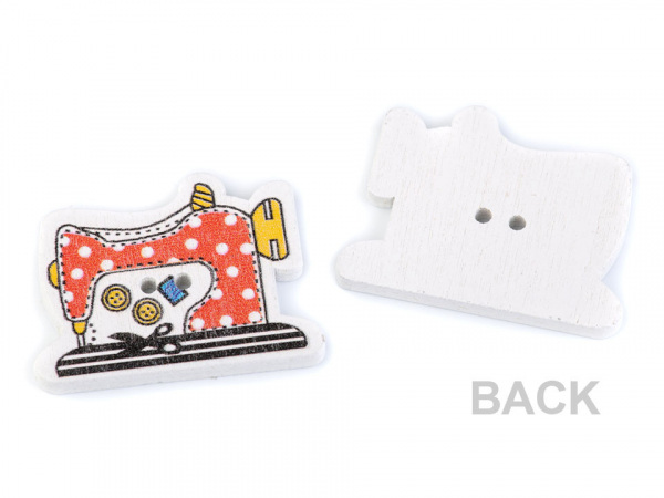 Dřevěný dekorační knoflík šicí stroj