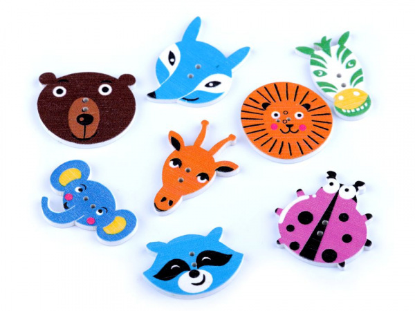 Dřevěný dekorační knoflík zvířátka