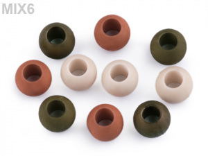 Plastové korálky matné s velkým průvlekem 11x14 mm