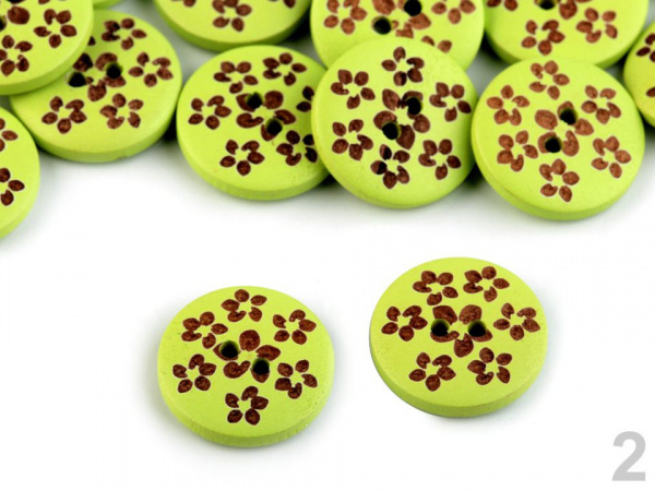 Dřevěný knoflík velikost 32" květy