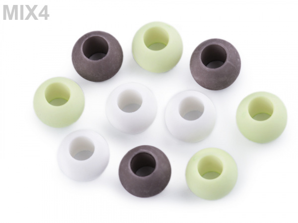 Plastové korálky matné s velkým průvlekem 11x14 mm