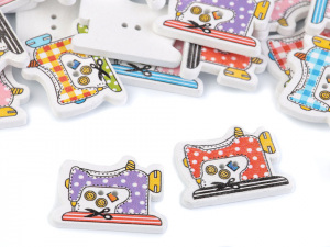 Dřevěný dekorační knoflík šicí stroj