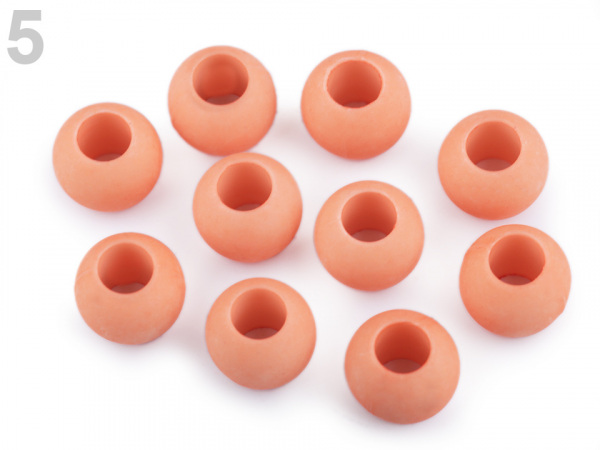 Plastové korálky matné s velkým průvlekem 11x14 mm